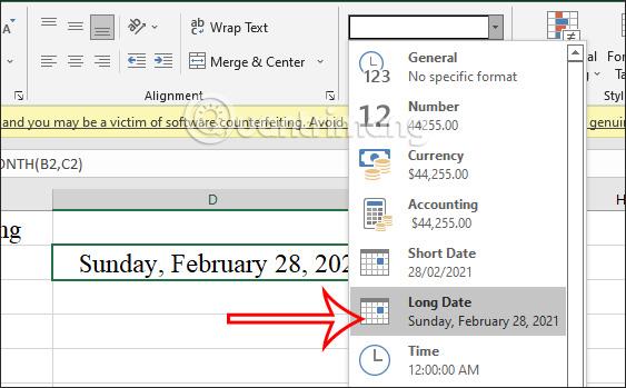 Excel EOMONTH関数、EOMONTH関数の使い方