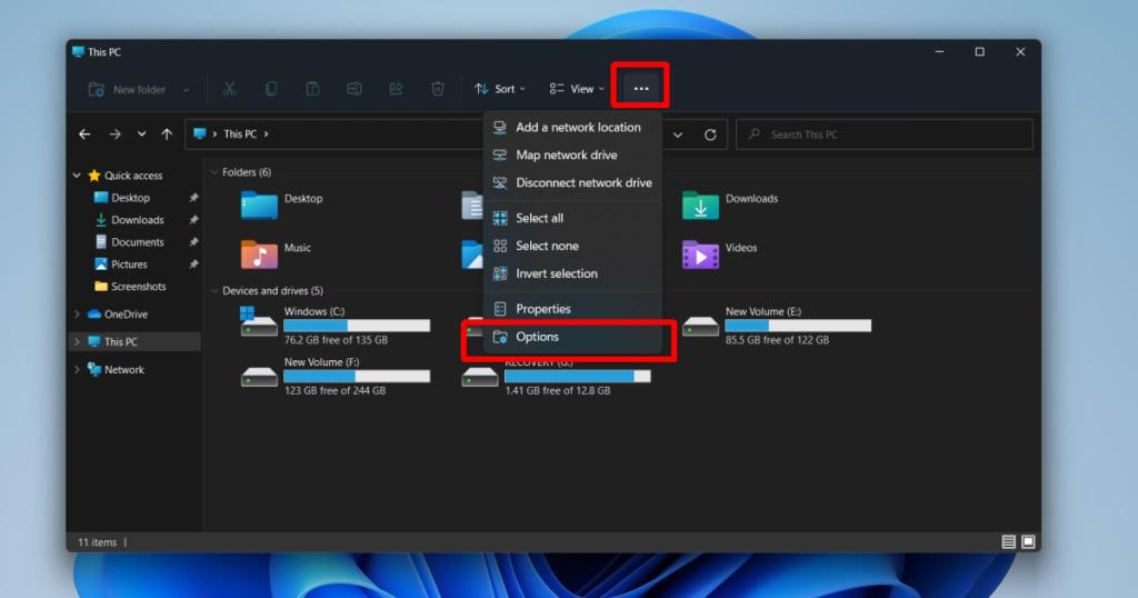 如何在 Windows 11 上打開文件夾選項