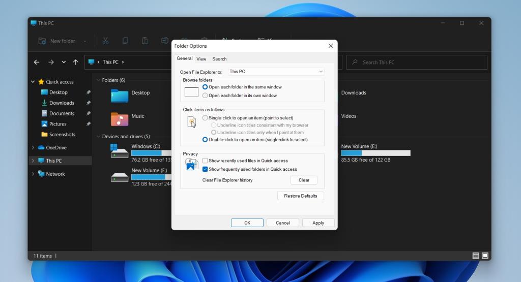 如何在 Windows 11 上打開文件夾選項
