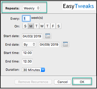 ¿Cómo programar y enviar solicitudes recurrentes de reuniones, eventos y citas de Outlook 2019 / 365?
