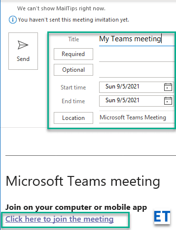 Как пригласить на собрание Teams в Microsoft Outlook 365?