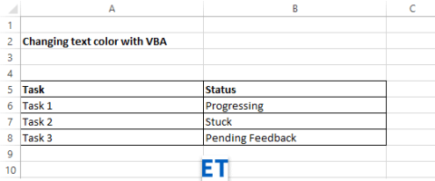 如何使用 VBA 設置 Excel 文本字體顏色？
