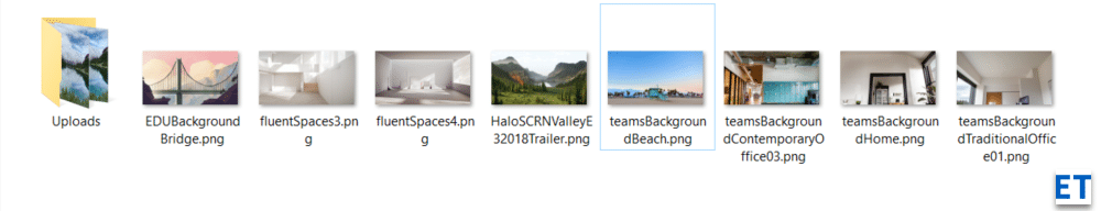 Microsoft Teams는 가상 배경 이미지를 어디에 저장합니까?