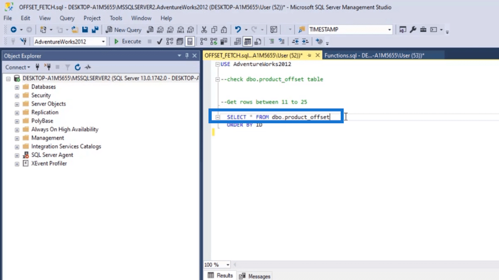 OFFSET と FETCH を使用した SQL データ抽出