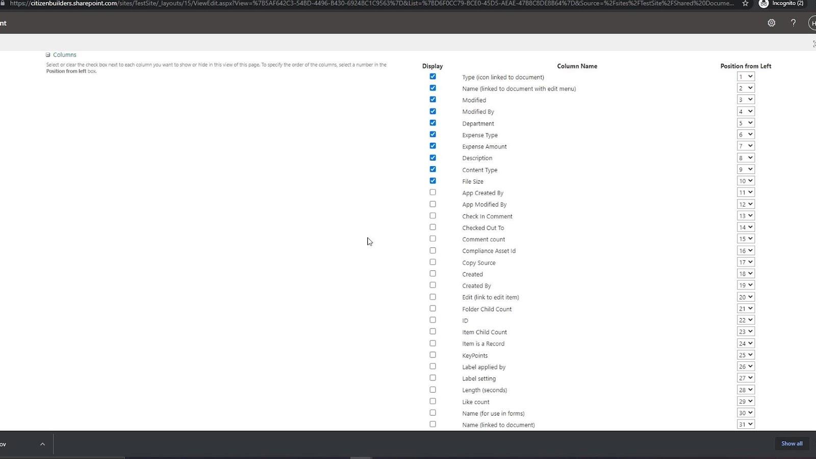 MS SharePoint ビュー |  作成と保存