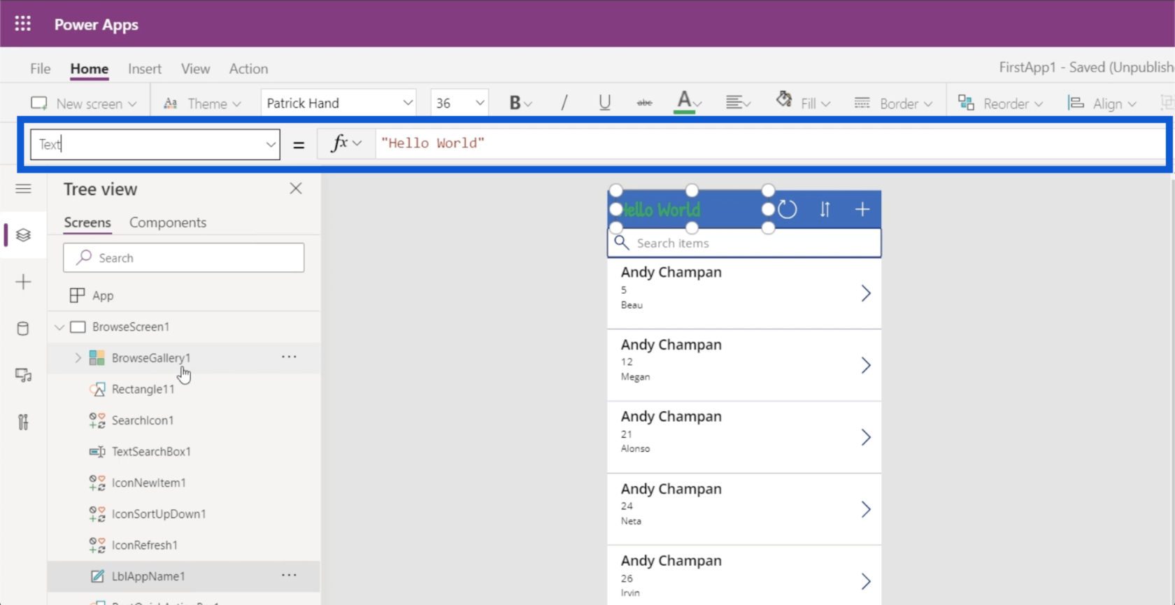 Power Apps 環境：正確設置應用程序元素