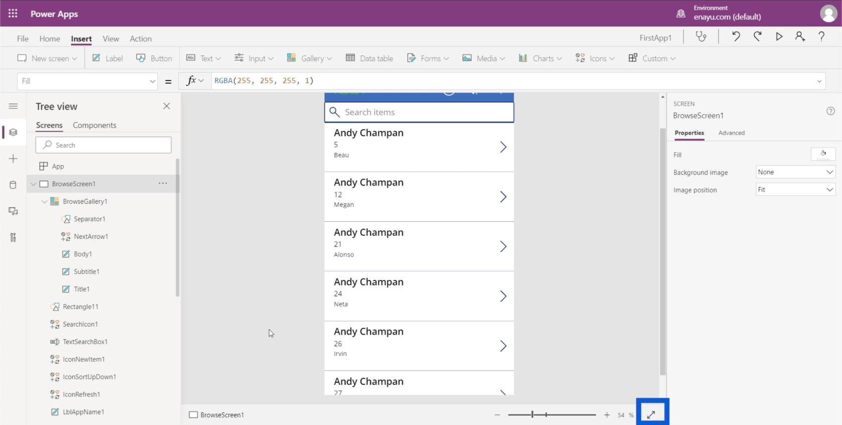 Power Apps 環境：正確設置應用程序元素