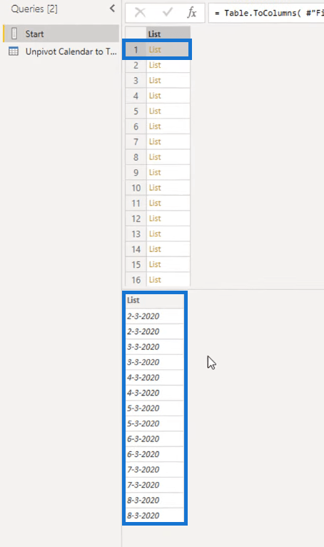 使用查詢編輯器在 LuckyTemplates 中將日曆類型佈局轉換為表格格式
