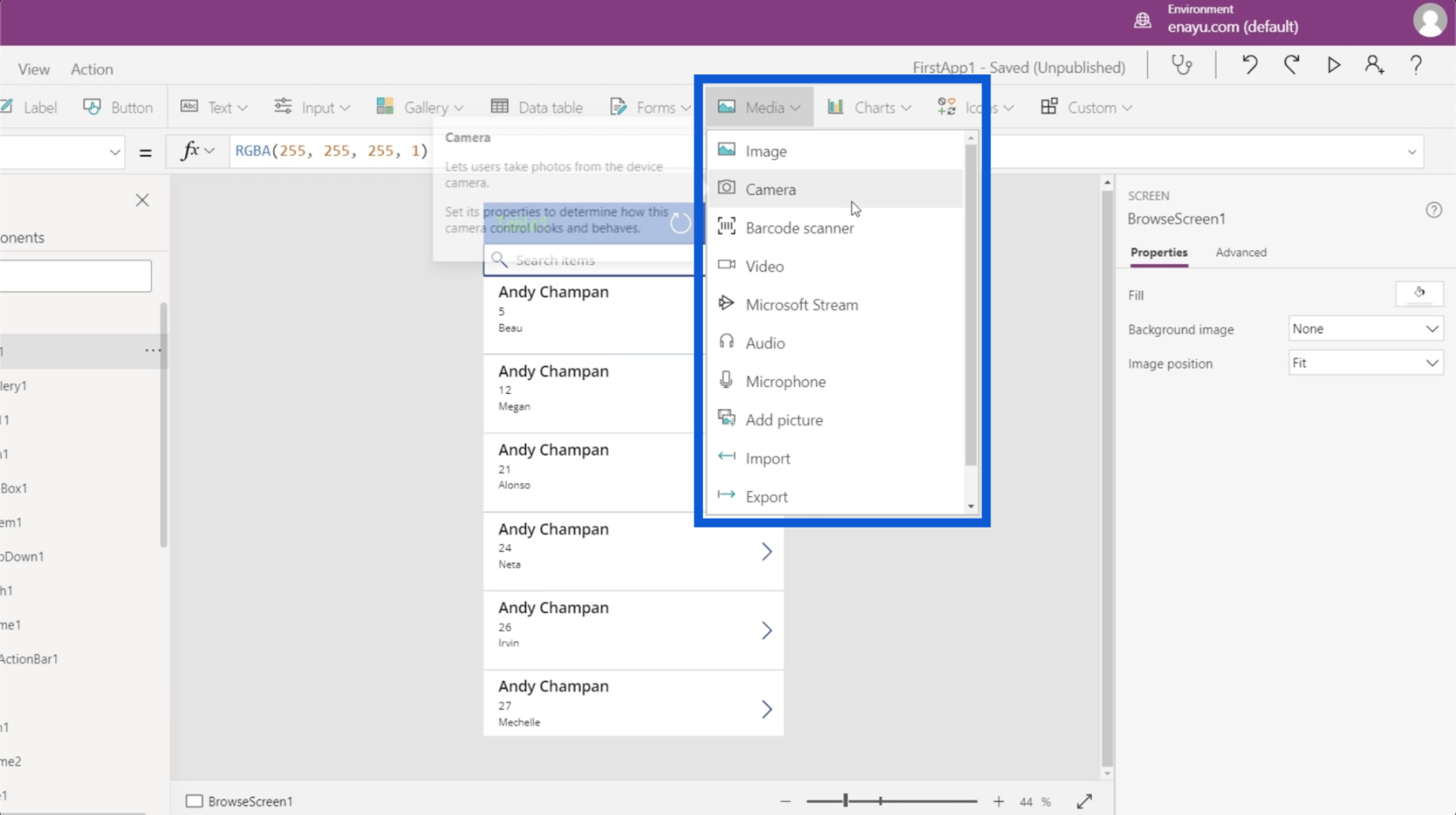 Power Apps 環境：正確設置應用程序元素
