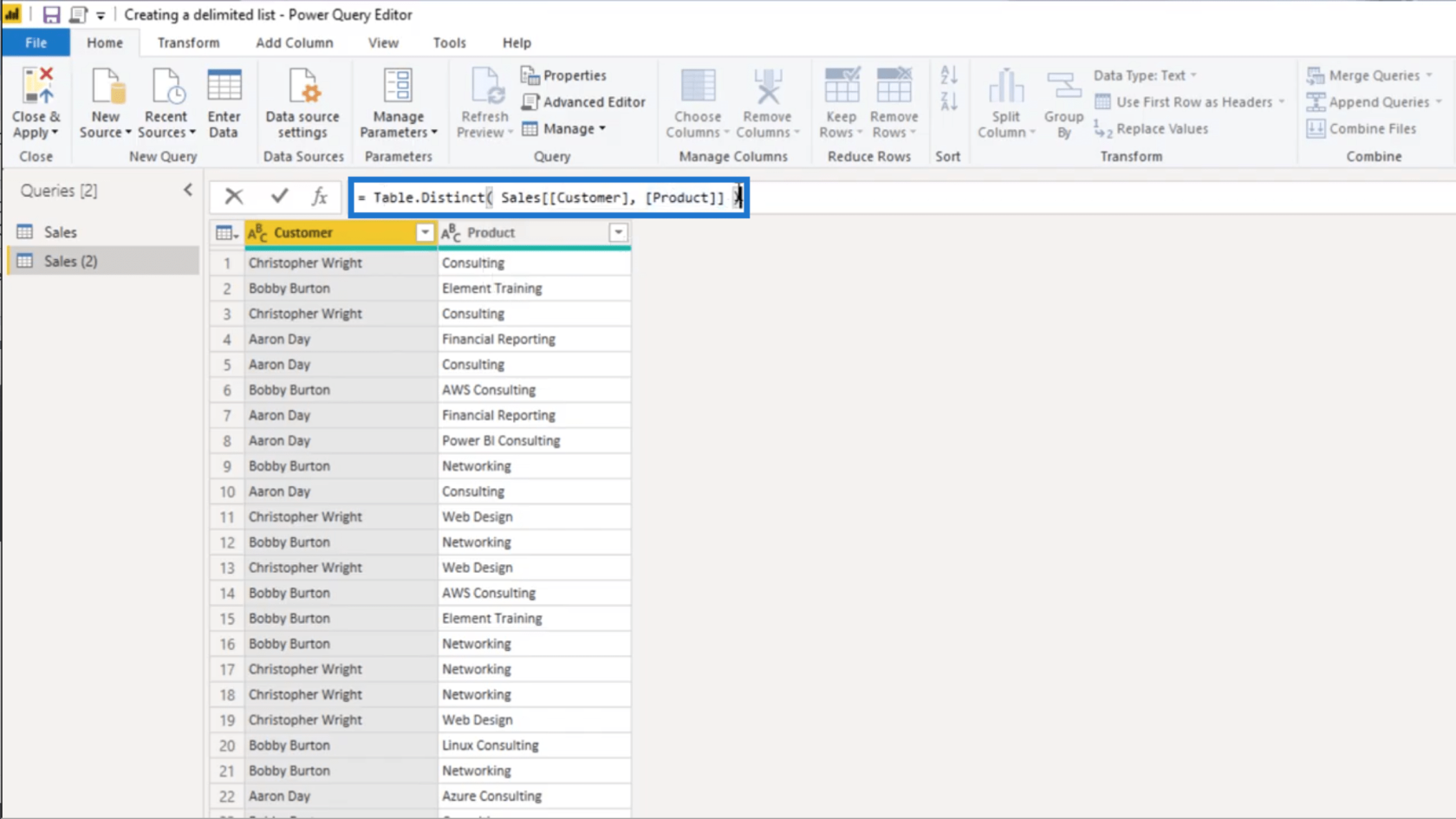 Power Query で区切りリストを作成する – クエリ エディターのチュートリアル