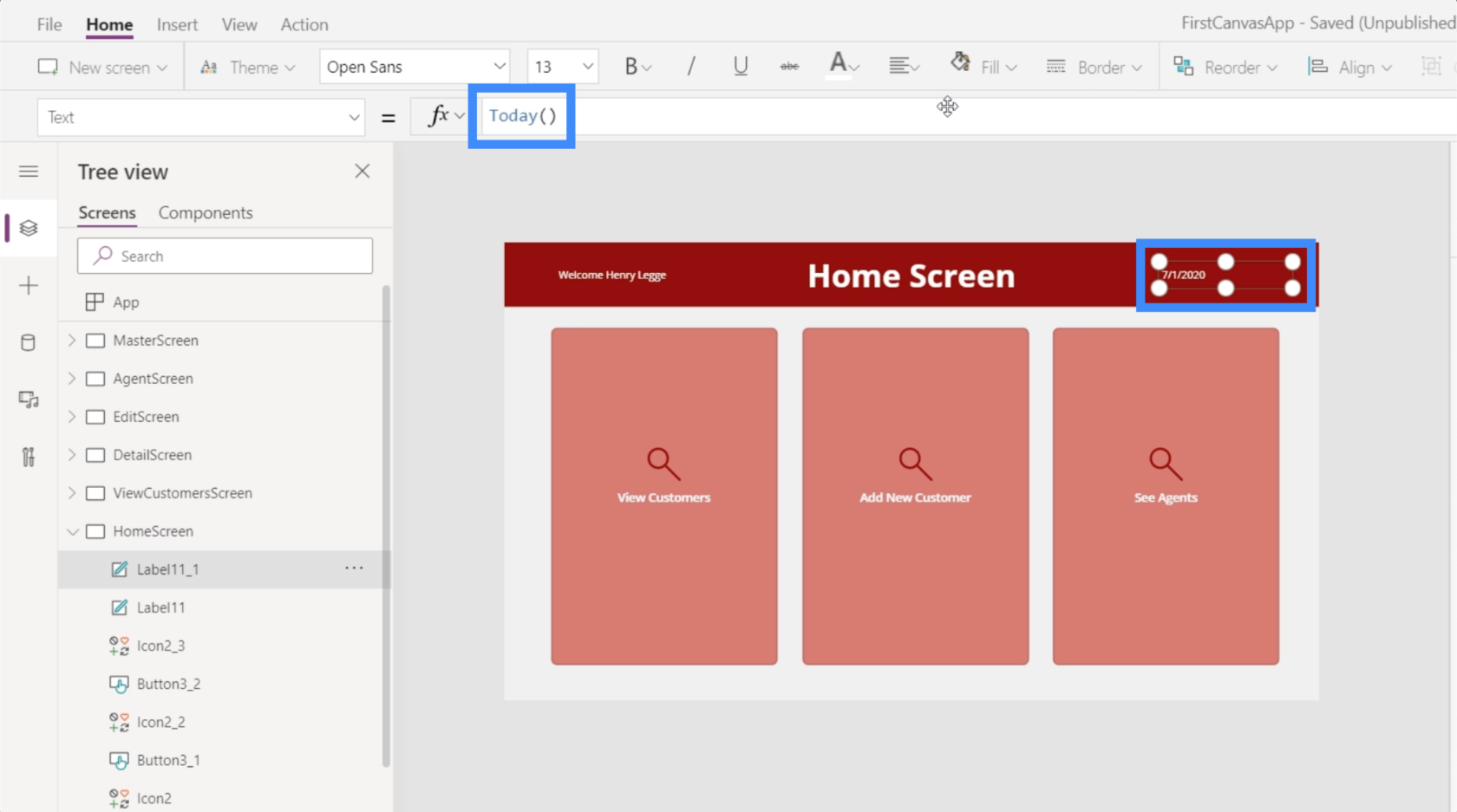Power Apps 関数: User()、Today()、Now() の操作