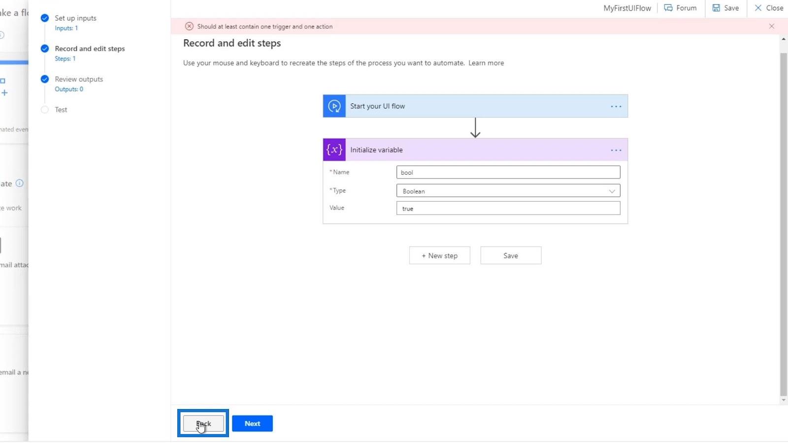 Microsoft Power Automate 中的 UI 流輸入