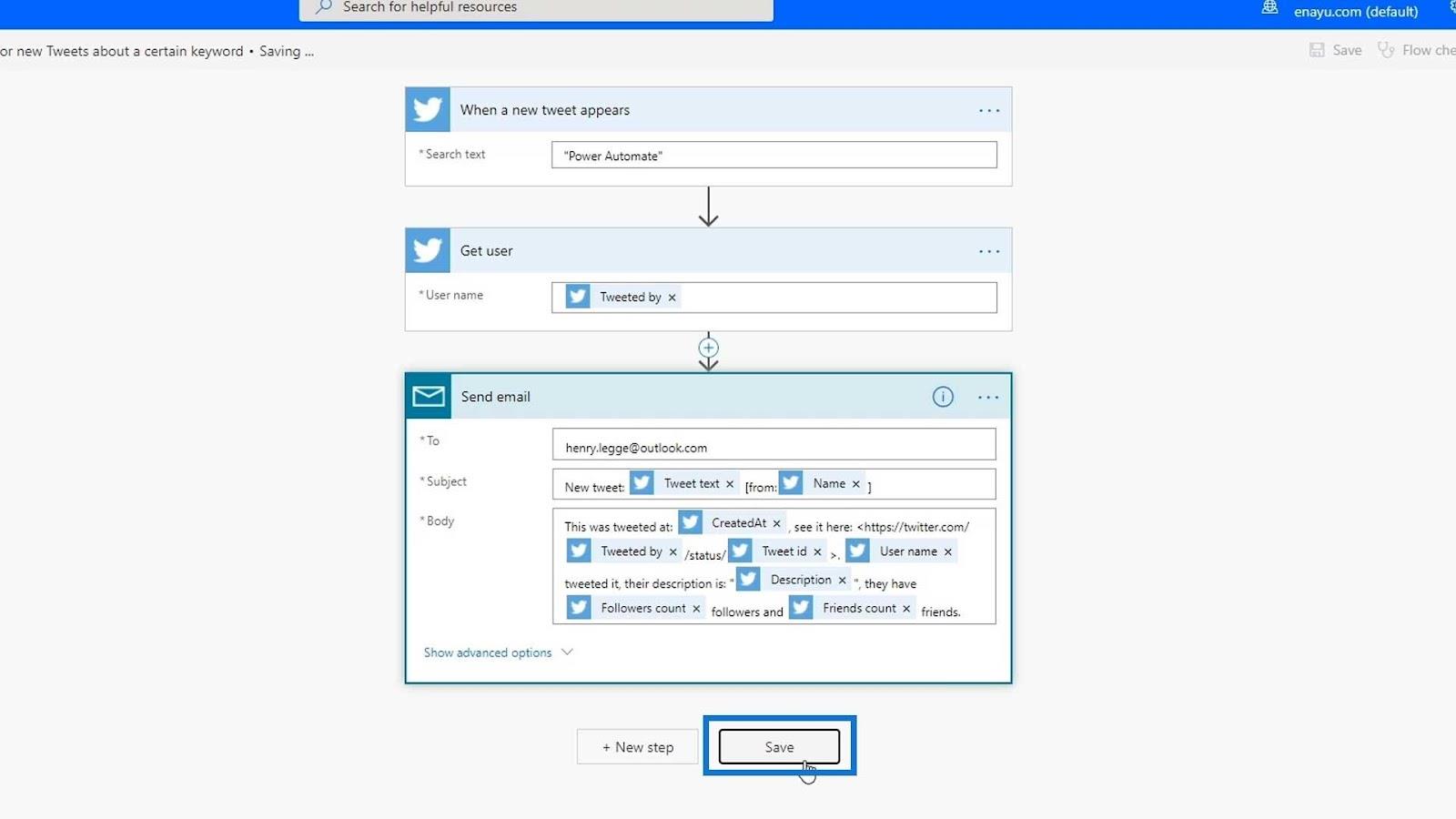 Microsoft Power Automate の自動化されたフロー
