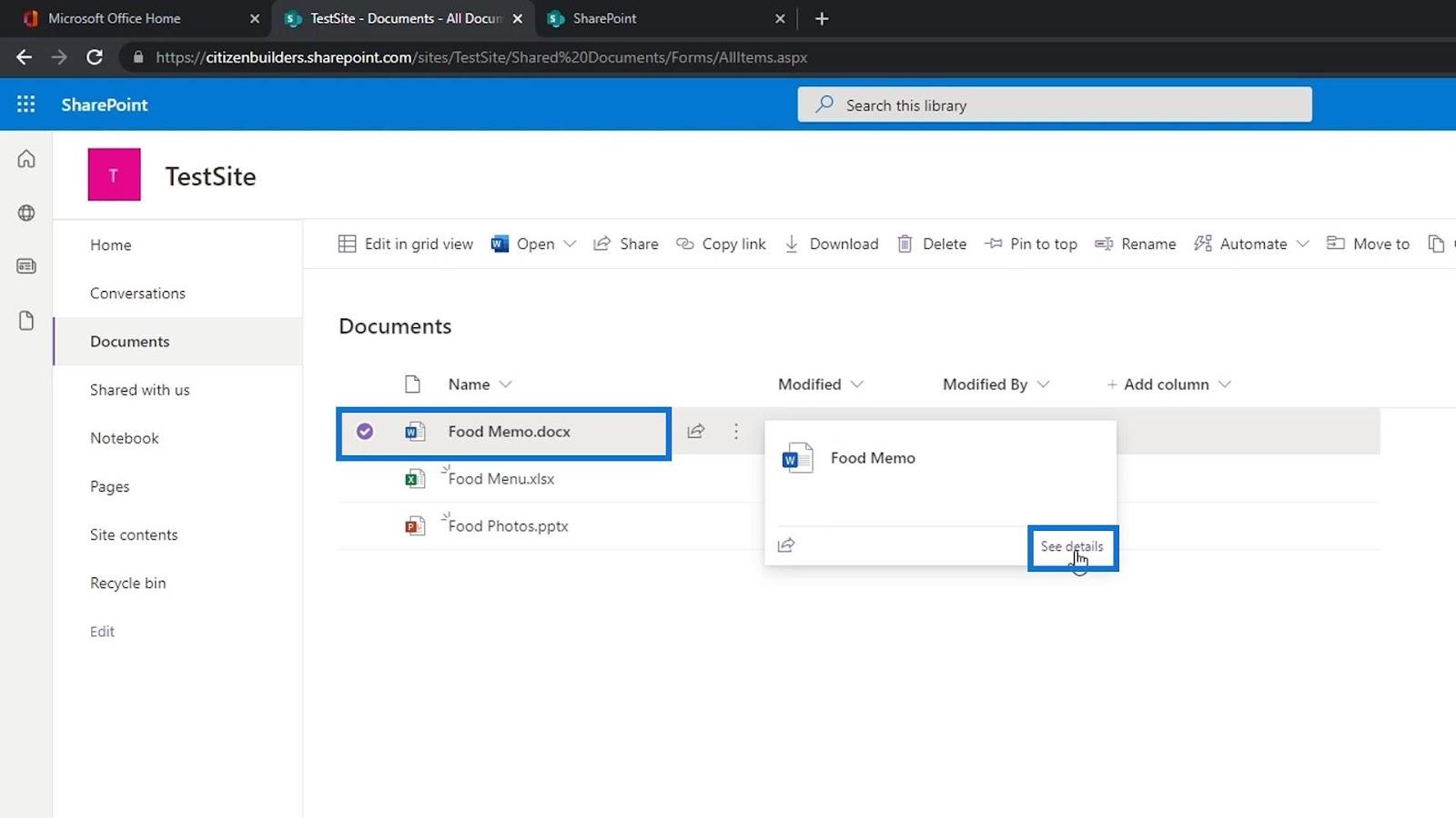 SharePoint 文檔庫 |  初學者教程