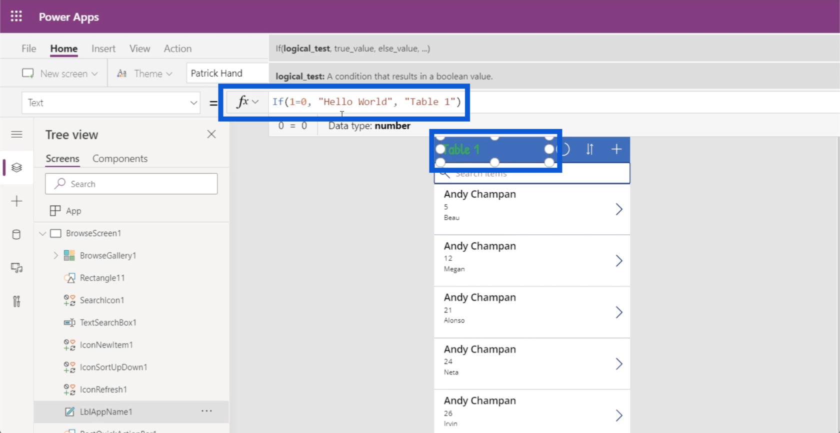 Power Apps 環境：正確設置應用程序元素