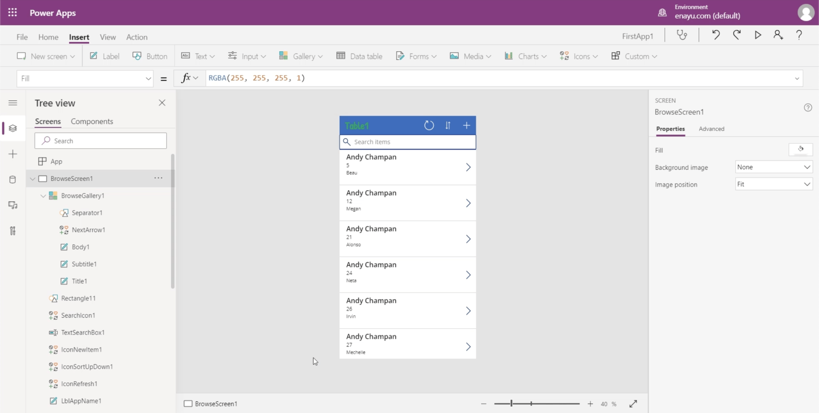 Power Apps 環境：正確設置應用程序元素