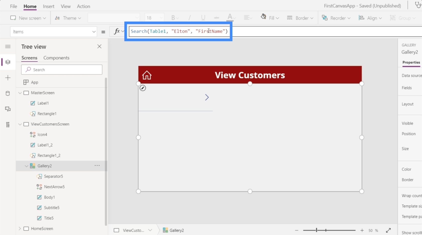 PowerApps 検索フィールド: 追加およびカスタマイズする方法