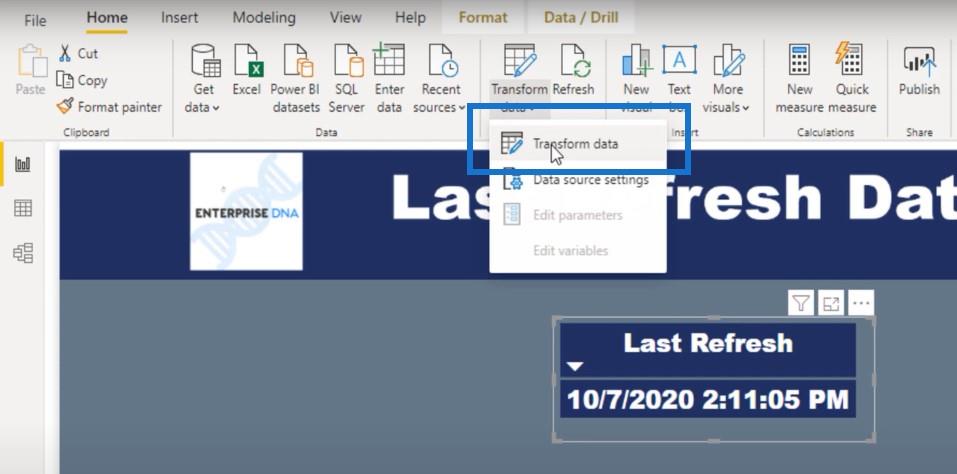 LuckyTemplates レポートに最終更新日時を表示する