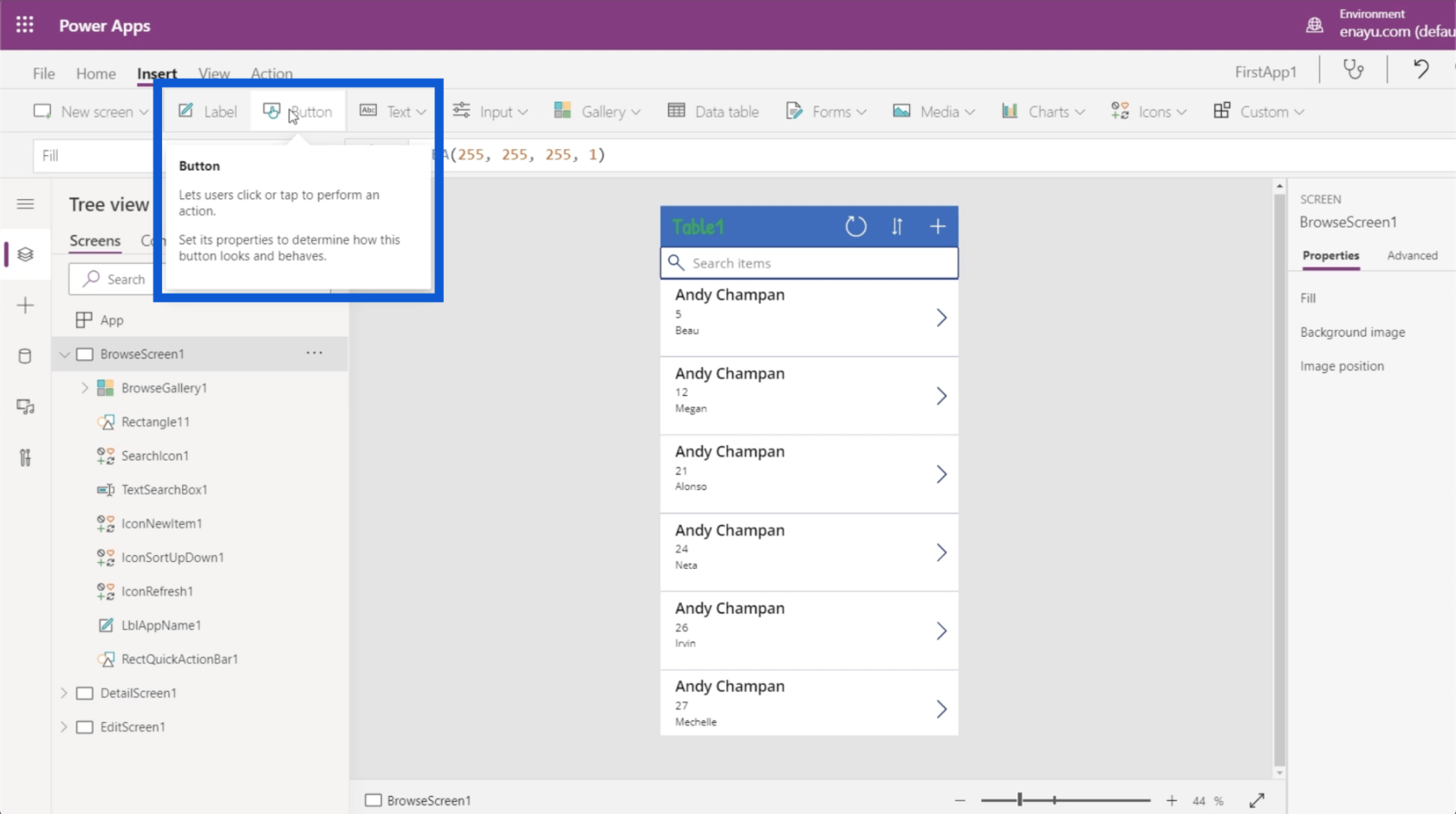 Power Apps 環境：正確設置應用程序元素