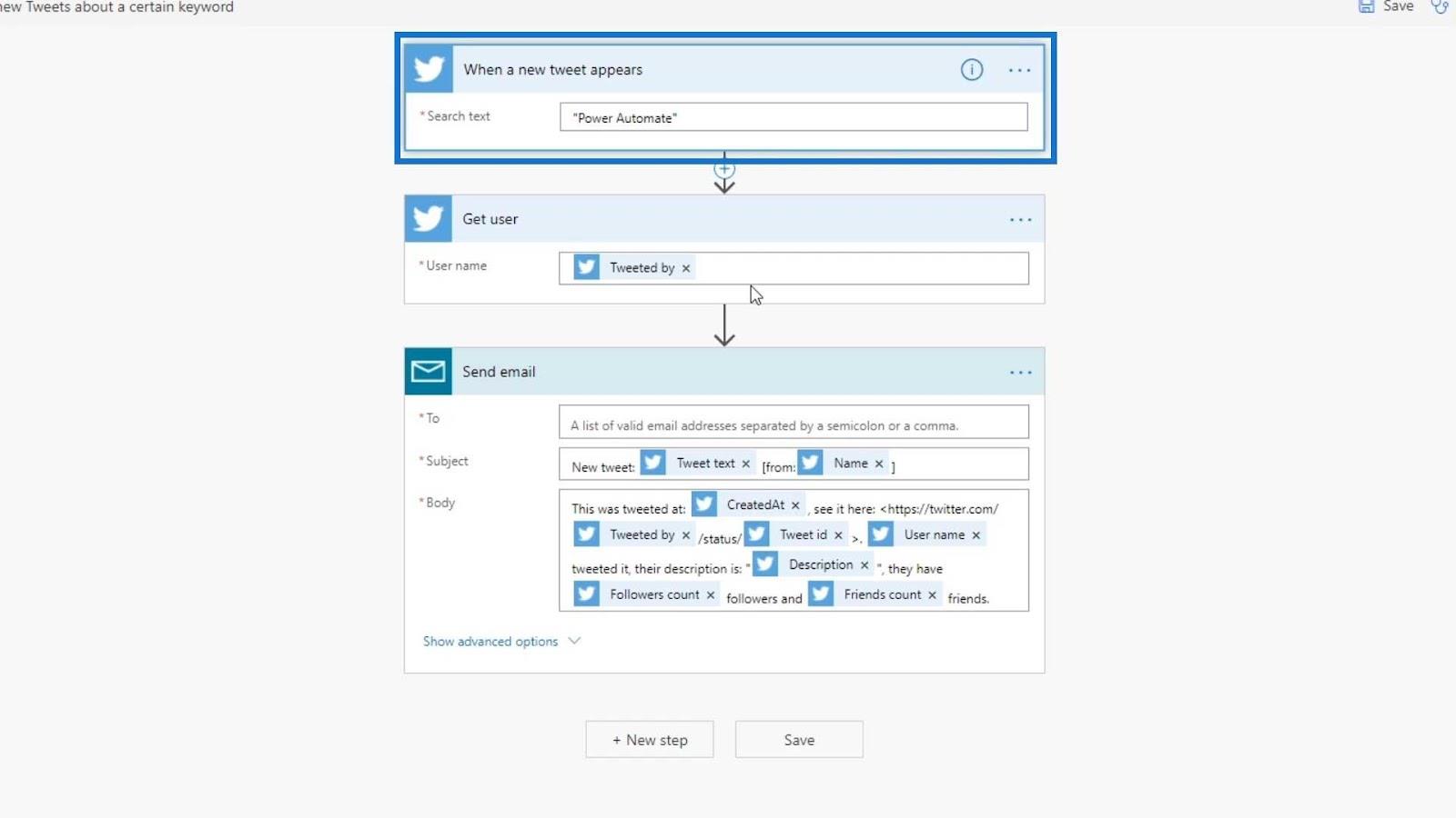Microsoft Power Automate の自動化されたフロー