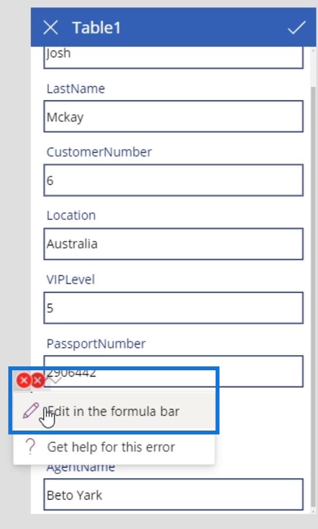 PowerApps 画面: 編集と更新