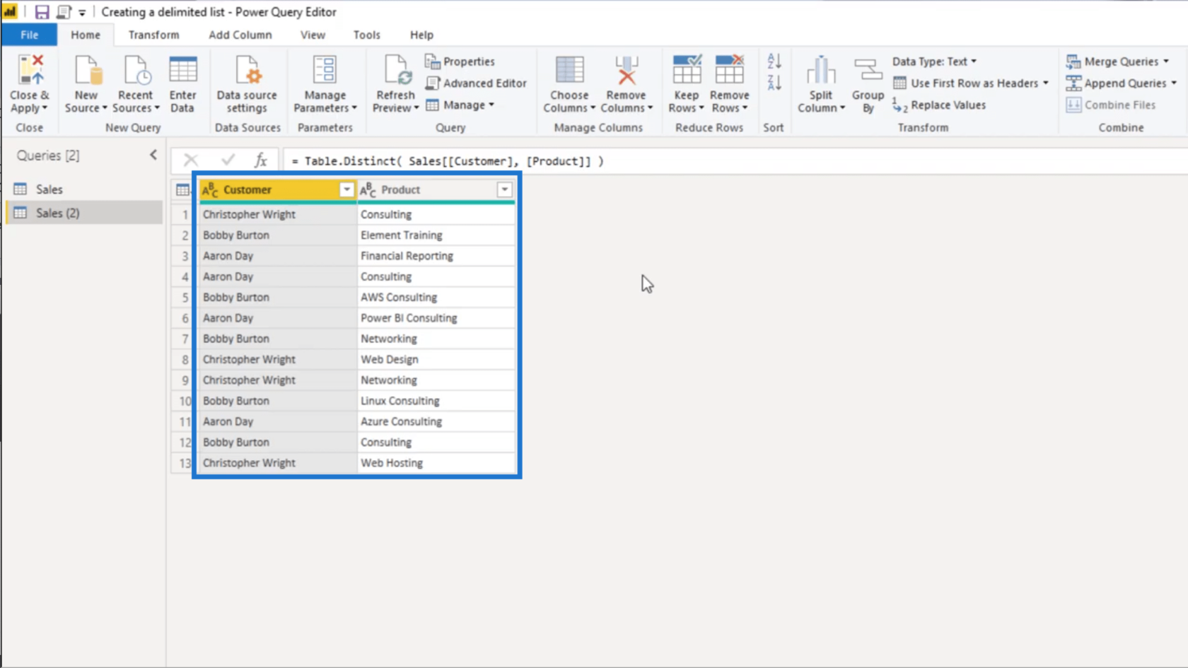 Power Query で区切りリストを作成する – クエリ エディターのチュートリアル
