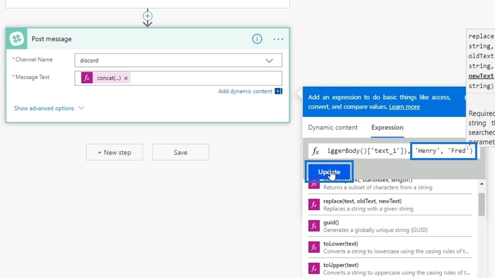 Microsoft Flow 字符串函數：連接和替換
