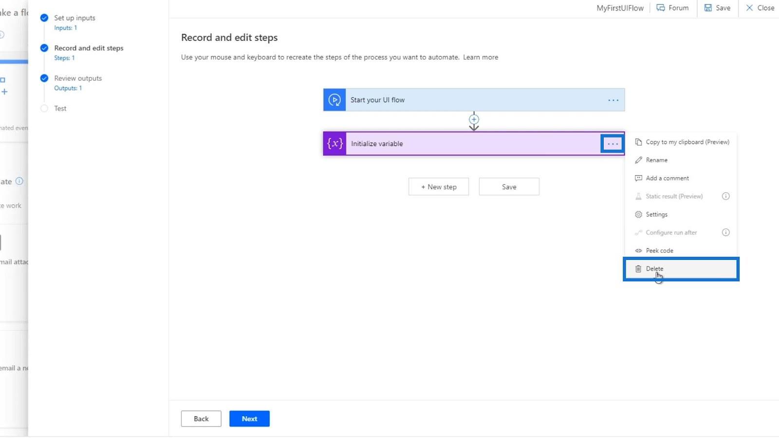 Microsoft Power Automate 中的 UI 流輸入