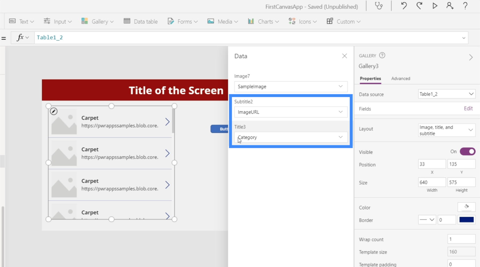 PowerApps 圖表、圖形和動態圖像