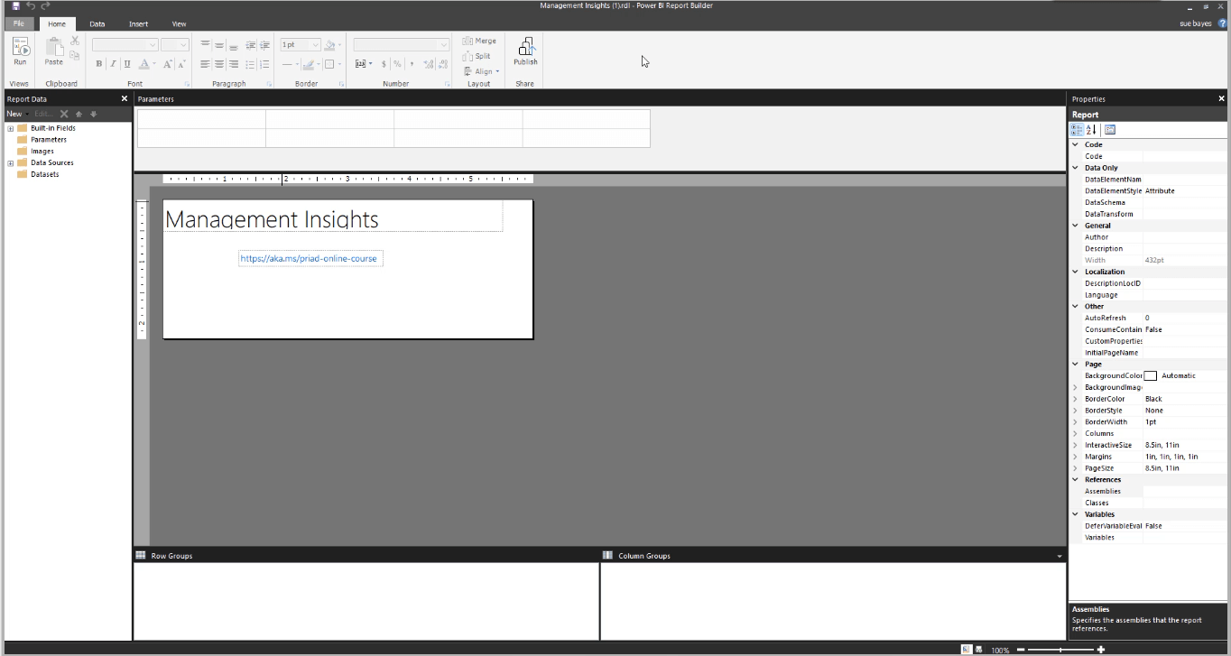 如何將數據集導入 Report Builder