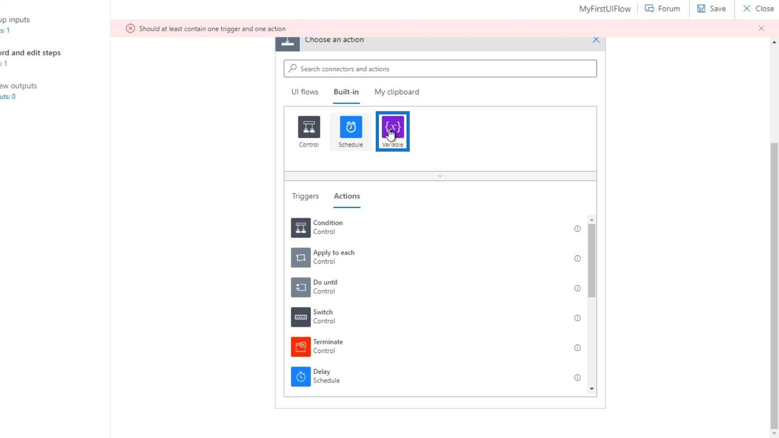 Microsoft Power Automate 中的 UI 流輸入