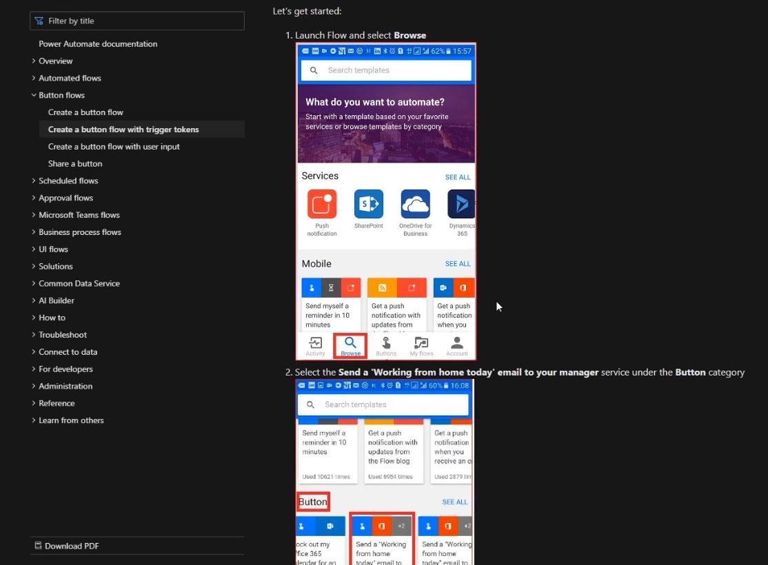 Microsoft Power Automate 中的按鈕流