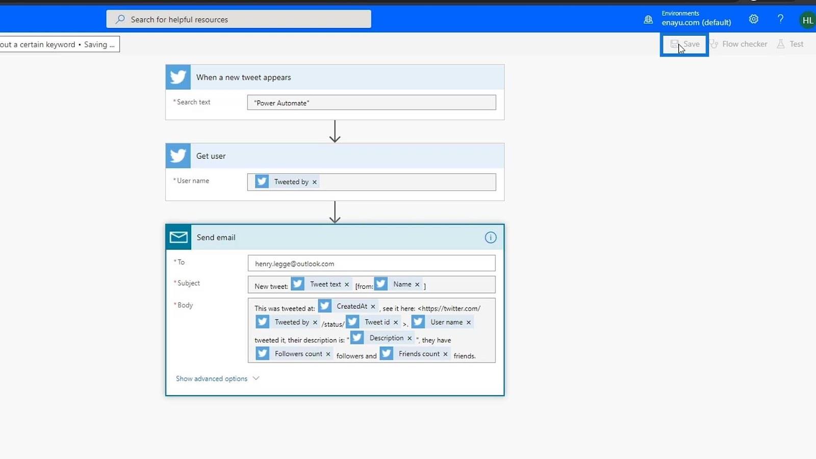 Microsoft Power Automate の自動化されたフロー