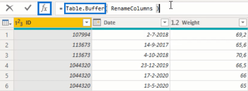 Création de valeurs pour chaque date à l'aide de la formule Power Query