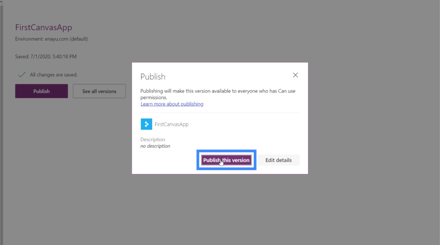 發布 PowerApps 應用程序和更改屏幕順序
