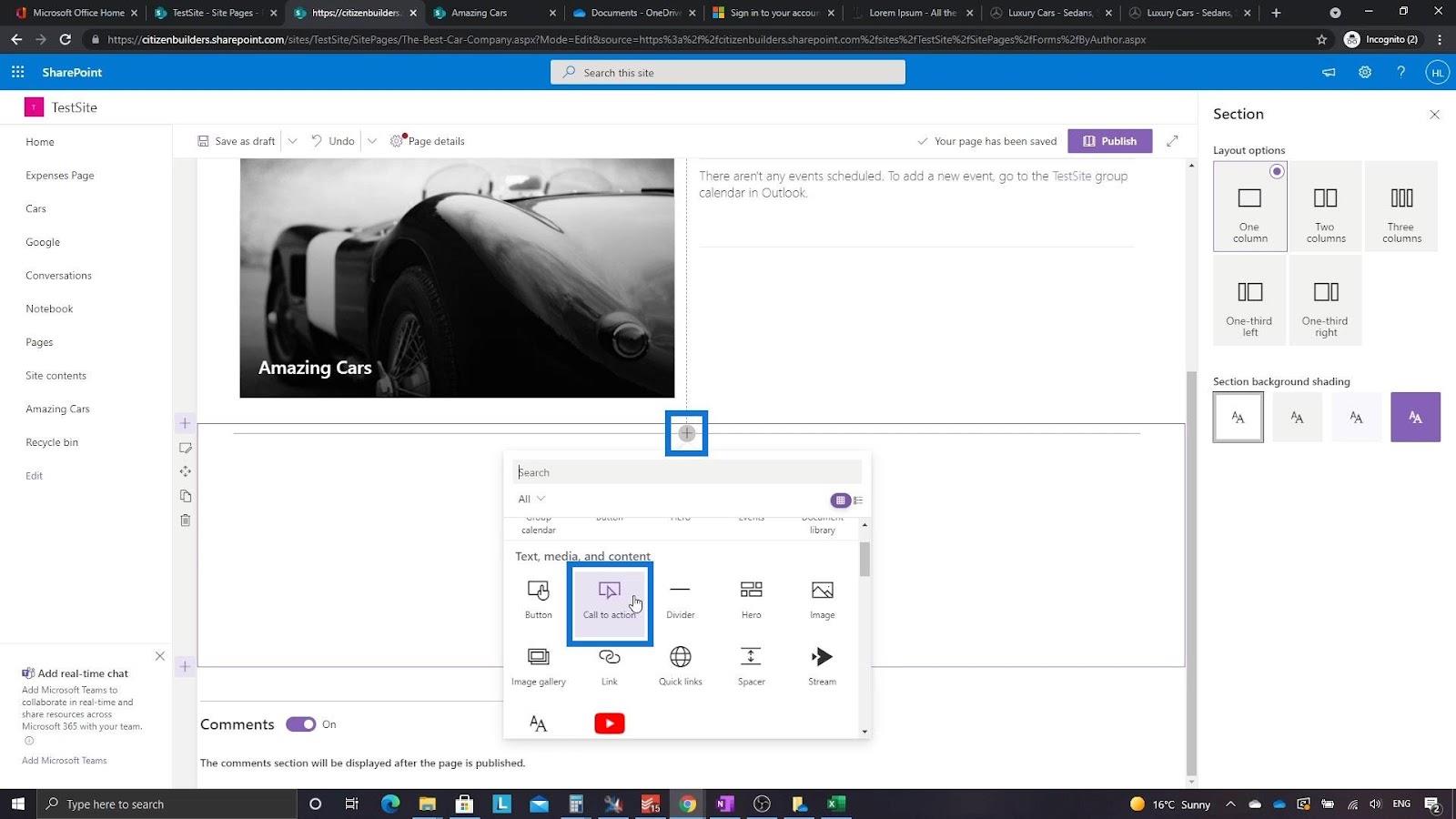Übersicht und Erstellung der SharePoint-Homepage