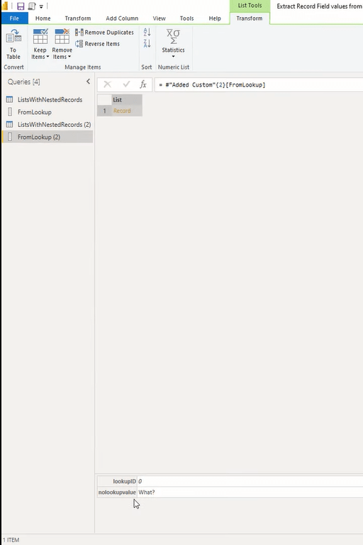 Tutorial do Editor do Power Query: extrair valores de campo de registro de listas