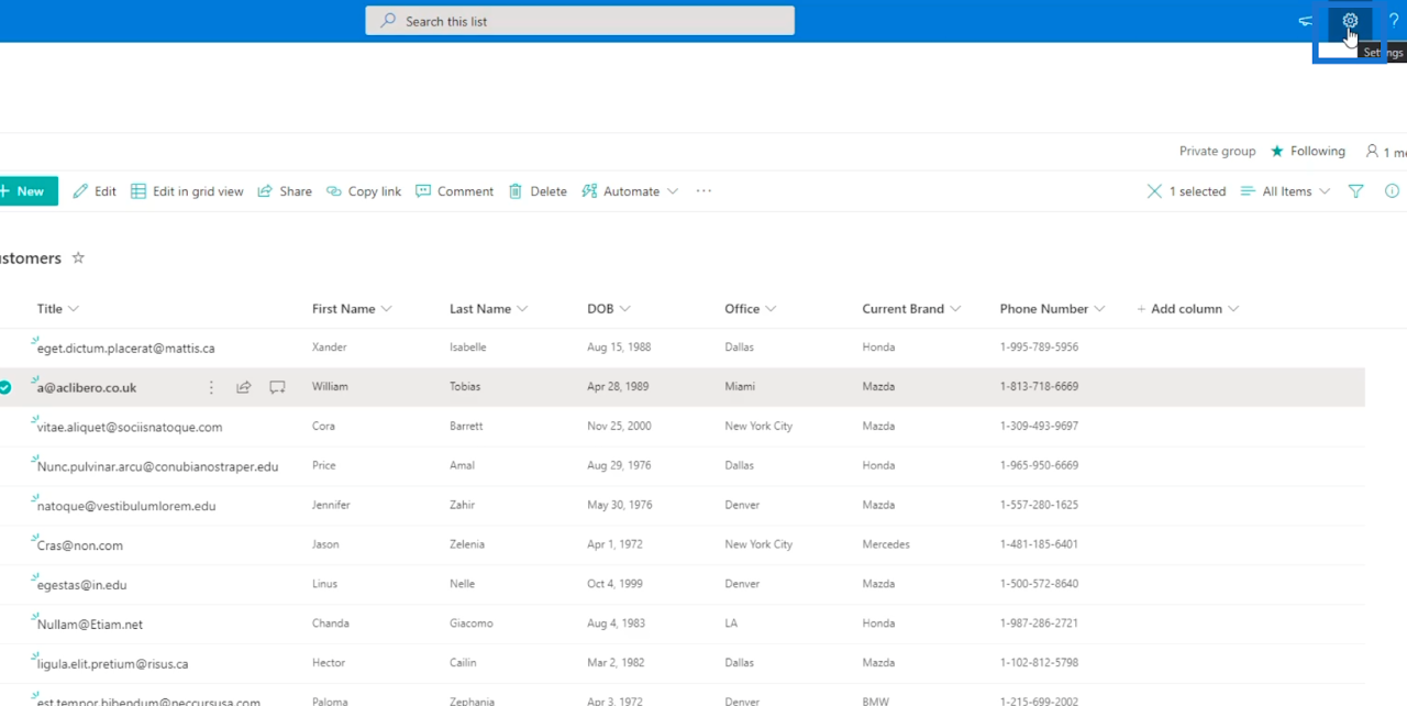 SharePoint リスト アイテム: 単一および複数のアイテムの編集