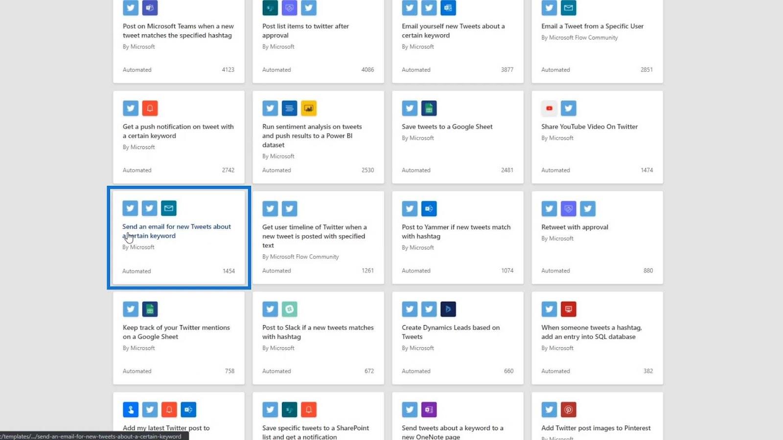 Microsoft Power Automate の自動化されたフロー