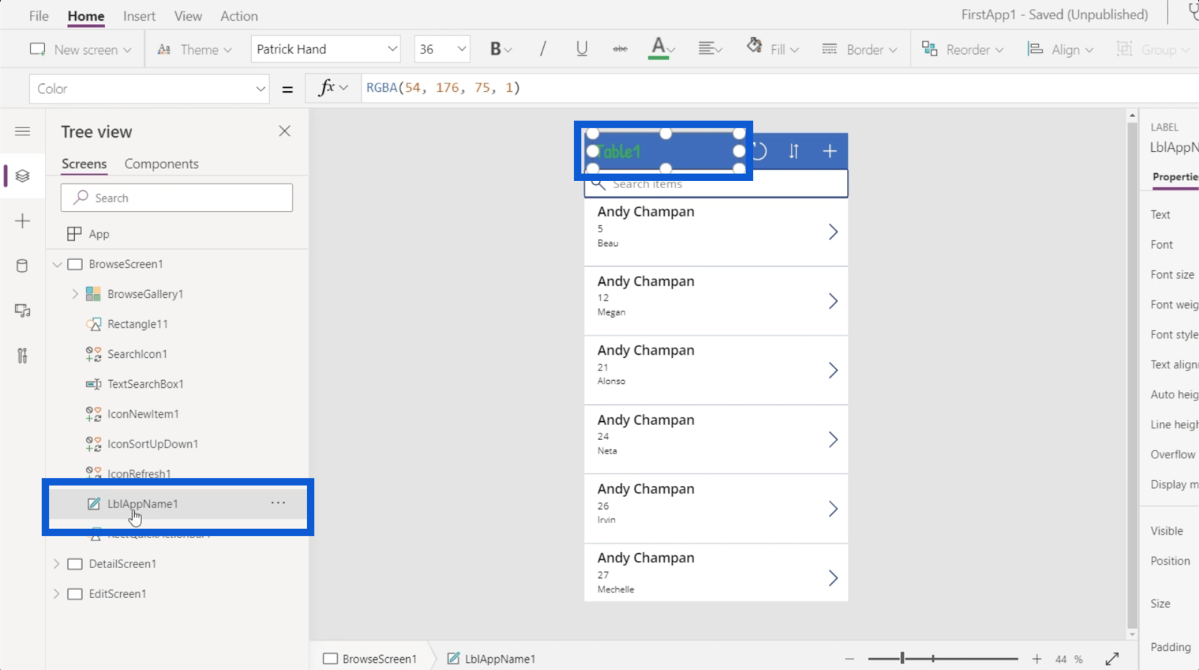 Power Apps 環境：正確設置應用程序元素