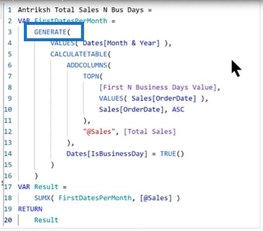 回顧前 N 個工作日——DAX 編碼語言解決方案