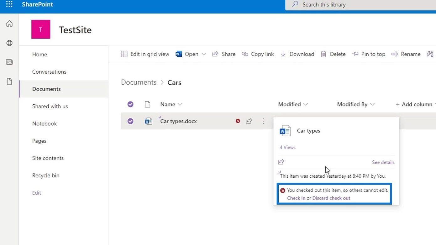 簽出和簽入 SharePoint 文件