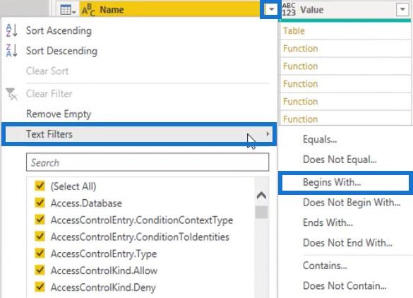 Power Query 関数、キーワード、識別子