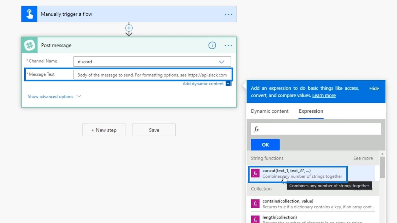 Microsoft Flow 字符串函數：連接和替換