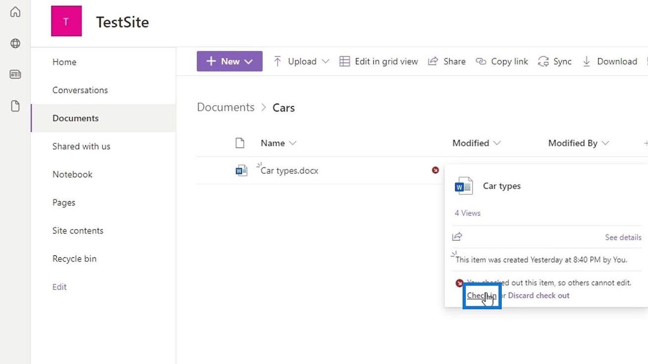 簽出和簽入 SharePoint 文件