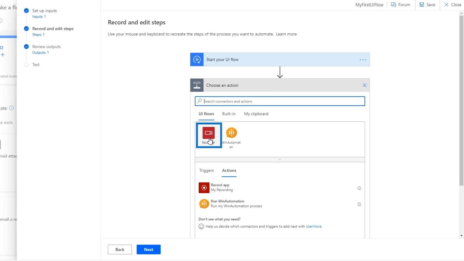 Microsoft Power Automate 中的 UI 流輸入