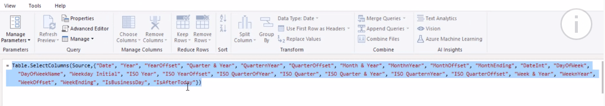 擴展日期表 Power Query M 函數