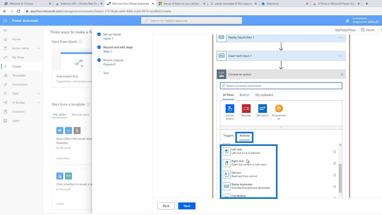 Microsoft Power Automate 中的 UI 流輸入