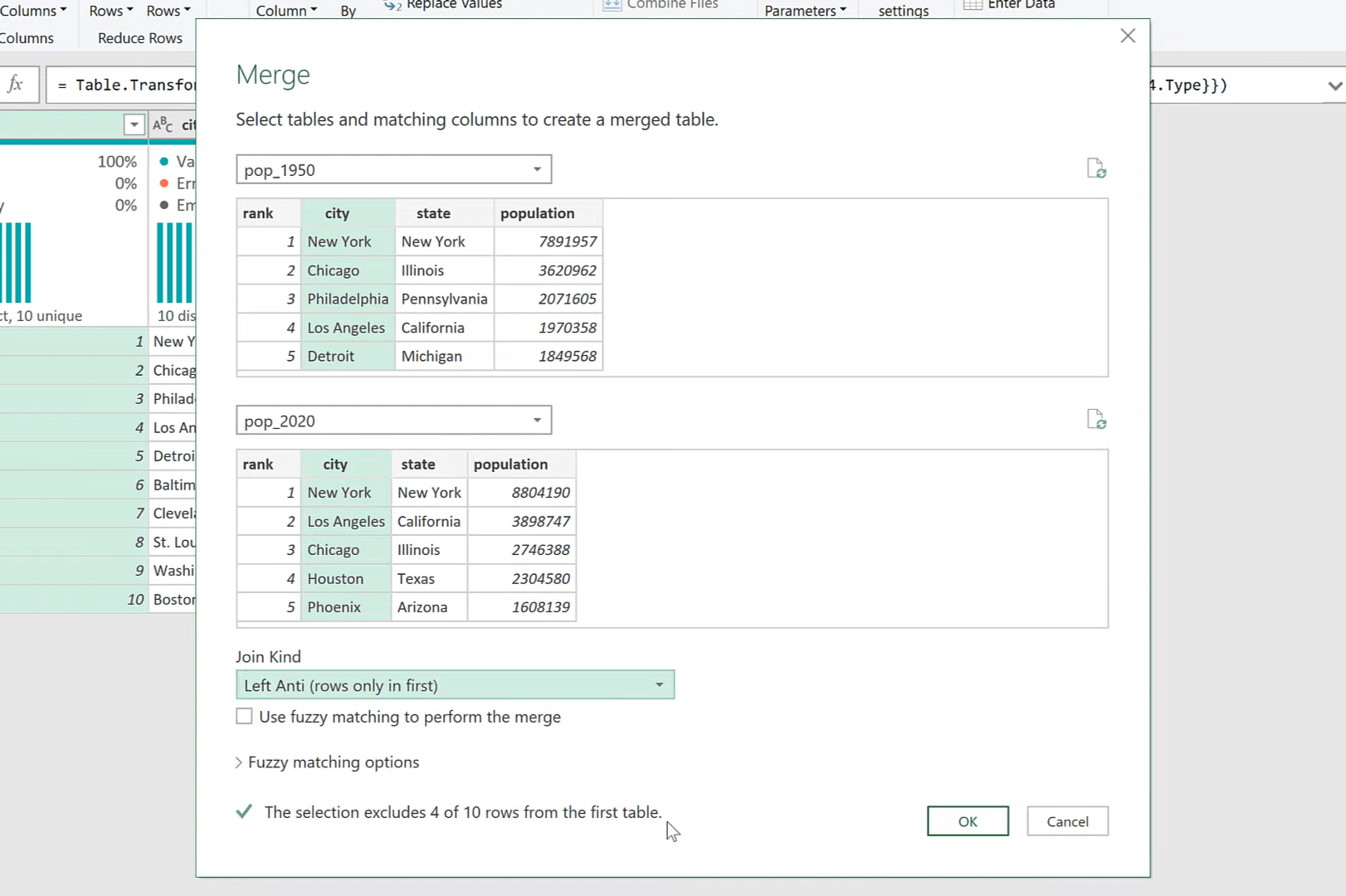 使用 Power Query 在 Excel 中使用 Anti Join 合併查詢