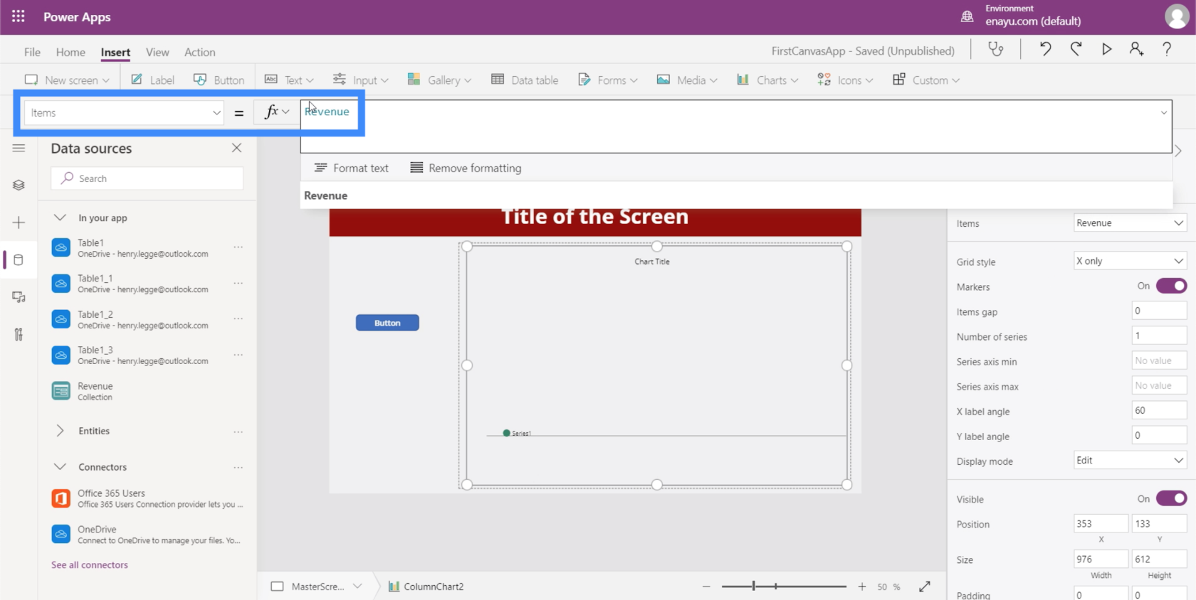 PowerApps 圖表、圖形和動態圖像